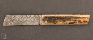 Couteau  "  Snard  " par Tom Fleury - ivoire de mammouth et lame damas