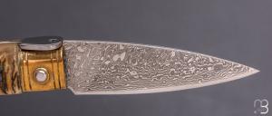   Couteau " Solsonesa" par Javier Sanchez - Corne de bélier et lame en Damasteel