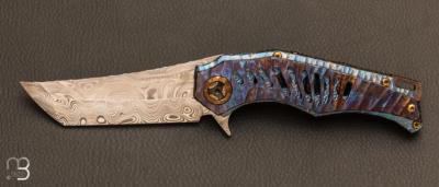 Couteau " Stige " Titanium / Timascus et damasteel par Messori Knives