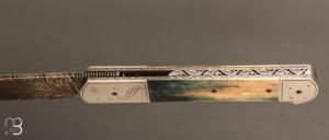    Couteau " Yssingeaux " par Tim Bernard - Ivoire de mammouth et damas plume