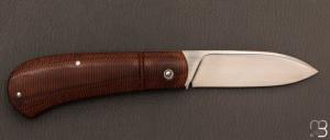   Couteau  "  Zulu " pliant custom par Nicolas Weber - Micarta et lame en N690Co