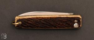  Couteau " automatique " vintage 12 CM par Douris Chastel - Bois de cerf