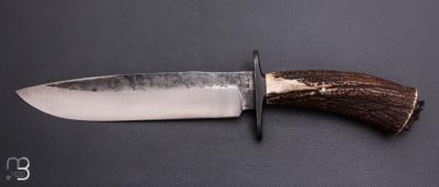    Couteau  de chasse par Laurent Gaillard - Bois de cerf et lame en 100C6