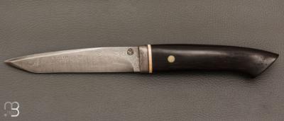  Couteau fixe de collection de Jean Paul Sire - Ebène du Gabon et lame damas