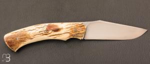    Couteau " custom " pliant par Joël Grandjean - Ivoire de mammouth et RWL34