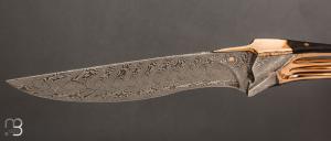    Couteau droit d'exception par Geoffrey Tixier - Damas mosaïque et Bronze sculpté