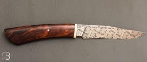    Couteau  droit par Nicolas Mestrallet - Atelier du couteau de Vaunaveys - Lame forgée acier damas mosaïque et  bois de fer