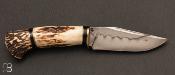 Couteau droit bois de cerf et acier C105 par Grégory Picard