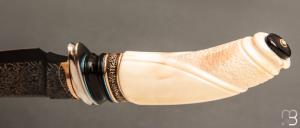    Couteau " droit custom " de Benoit Maguin - Damas de J.P Sire et Ivoire de phacochère