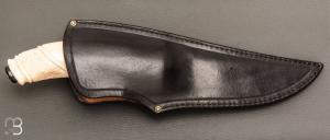    Couteau " droit custom " de Benoit Maguin - Damas de J.P Sire et Ivoire de phacochère