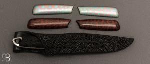    Couteau droit custom de Jacques Jobin - Damas et Galuchat