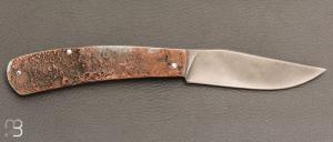   Couteau à cran forcé fer et cuivre par Mickaël Moing - Lame acier XC100