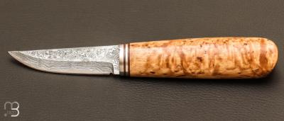 Couteau "Nord damascus" fixed knife par Kaj EMBRETSEN -Bouleau madré
