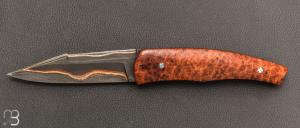 Couteau " Pi�ce unique " par Alain & Joris Chomilier - Damas carbone de Baker Forge et loupe d'amboine