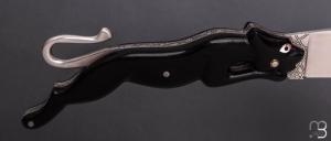   Couteau " Panthère lock-back " custom par Jérôme Lamic - Ebène et nacre