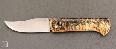   Couteau " piémontais " par David Margrita - Mbull Knives - Laiton plié et lame en XC75