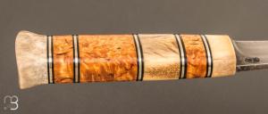  Couteau " puukko " custom Nordique de Alessio Salsi - Bouleau frisé et bois de renne