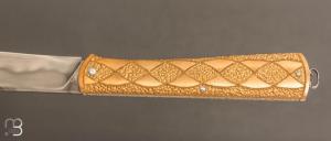   Couteau  " slipjoint " par Thomas LECAS - Laiton et lame en C130