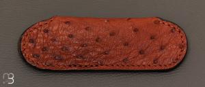 Etui cuir d'autruche naturel pour couteau de poche