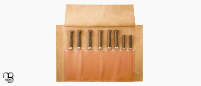 Natte cuir 8 couteaux de cuisine par Opinel