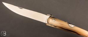  Couteau  "  Yatagan " 18 cm Corne blonde fait main par Jacques Mongin