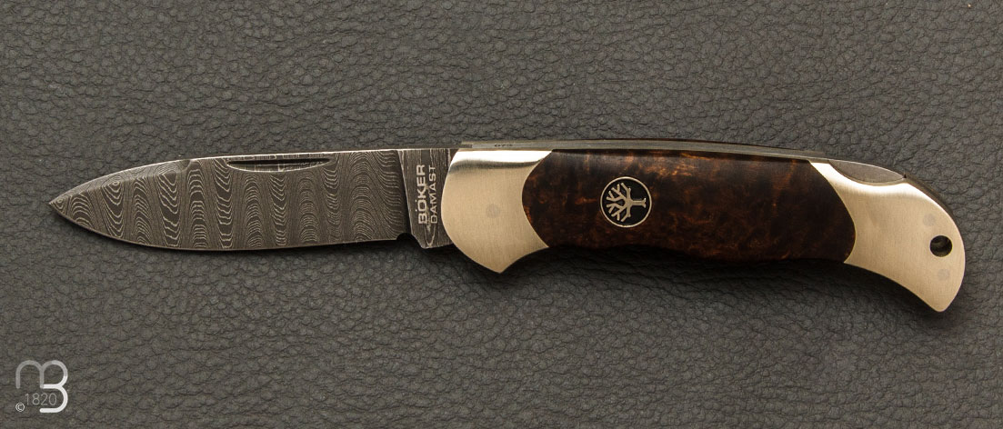 Couteau Böker Sollingen - Junior Scout Spearpoint Curly Birch Damascus - 111920DAM