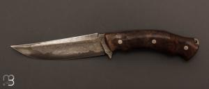 Couteau  " custom  " droit par David Brenière - Noyer et damas