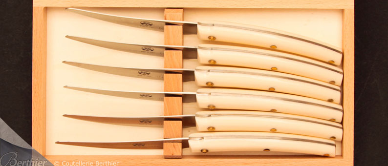 Coffret de 6 couteaux de table Convivio Nuovo blanc par Berti.