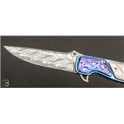 Couteau pliant custom de Larry Newton - Raindrop Damascus