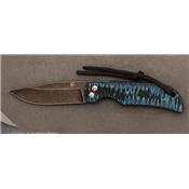 Couteau de cou le Bowie pliant G10 Bicolore Bleu