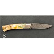 Rhôdanien knife stabilized beech with damascus blade n°6