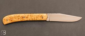    Couteau  "  Yatagan " custom de poche par Eric Albert - Érable Négundo et lame D2 