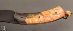    Couteau " 1310 " liner lock de SMZ Flammes de forge - Loupe d'érable Négundo et 80CrV2