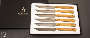 Coffret de 6 couteaux de table "Yatagan" en Buis par Nontron