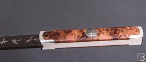    Couteau " Canif Mini " custom de Florent Dall'ava - érable sycomore et lame damas de Nicolas Mestrallet