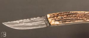 Couteau 1515 de poche collection " Primitive " par Manu Laplace - Bois de cerf et lame XC75 