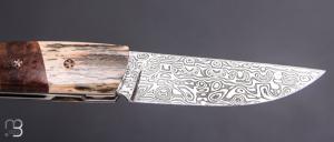   Couteau " 1515 collection Globetrotter " par Manu Laplace - Loupe de marronnier et lame damas
