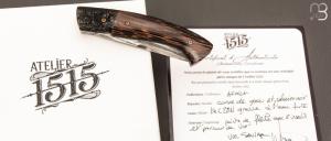  Couteau 1515 collection "Africa" par Manu Laplace - Corne de gnou/Palmier noir et lame 14C28N