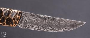  Couteau 1515 collection " Primitive  " par Manu Laplace - Ivoire de mammouth et lame damas