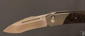  Couteau " Alcyon Titanium Marbled Gold " button-lock par Bastards Knives X Tim Bernard