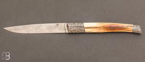 Couteau " Angel " custom par Jean-Pierre Suchéras - Damasteel et mammouth