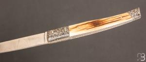 Couteau " Angel " custom par Jean-Pierre Suchéras - Damasteel et mammouth