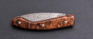    Couteau " Ariégeois " par la Coutellerie Savignac - Loupe d'olivier et Damasteel