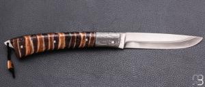    Couteau " Armen " custom par Erwan Pincemin - Molaire de mammouth /mitres damas de Philippe Ricard