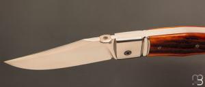   Couteau " BAD ASS " custom par Raphaël Durand - Os cerfé et lame en RWL34