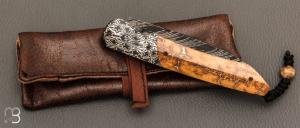    Couteau  "  Balrog L Slim " par Florian Keller - Mammouth et damas plume