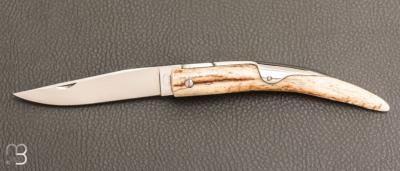   Couteau de poche Bieslois 11 cm Bois de cerf par J. Mongin