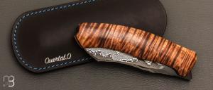  Couteau " Bluff " de collection par Olivier Ouertal - Tasmanian blackwood ondé et lame damas