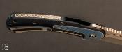 Couteau " Bodega " par Steelcraft - Todd Begg design - Satin blade - Blue texture Handle