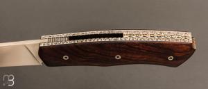  Couteau " Brimbelle " Liner-Lock flipper par Louis Contat - Bois de fer et 14c28N